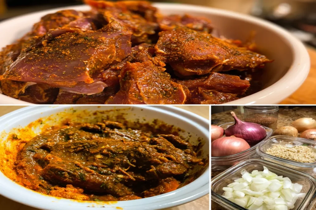 Slow cooker filled with beef birria