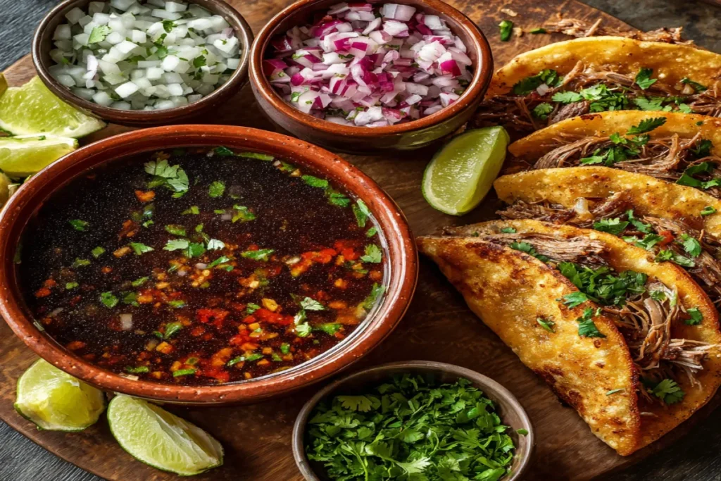 Marinating beef with chile paste for birria recipe