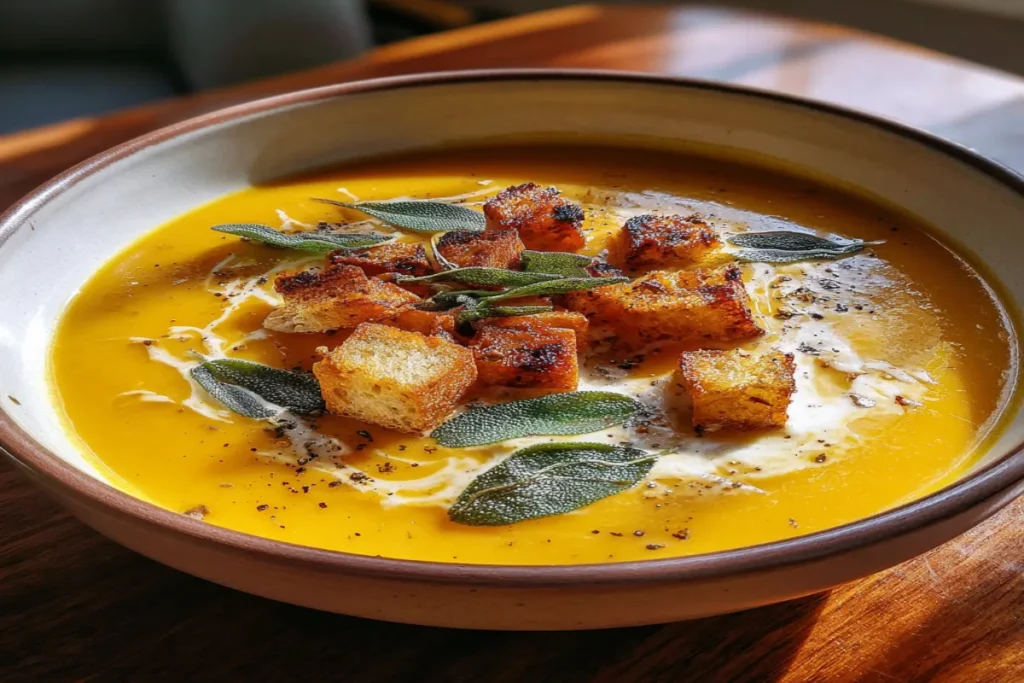 Roasted Butternut Squash Soup with Sage & Brown Butter – Elegant Autumn Classic