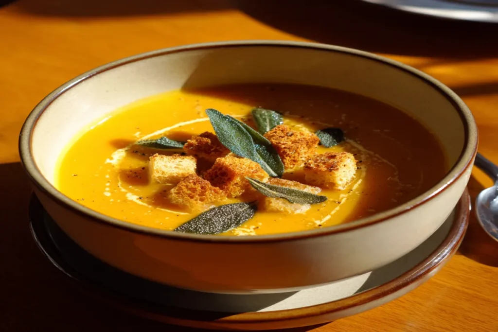Roasted Butternut Squash Soup with Sage & Brown Butter – Elegant Autumn Classic