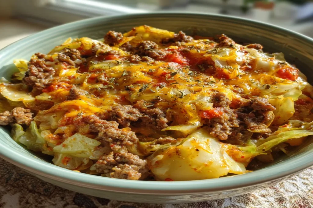 Savory Cabbage Beef Bake