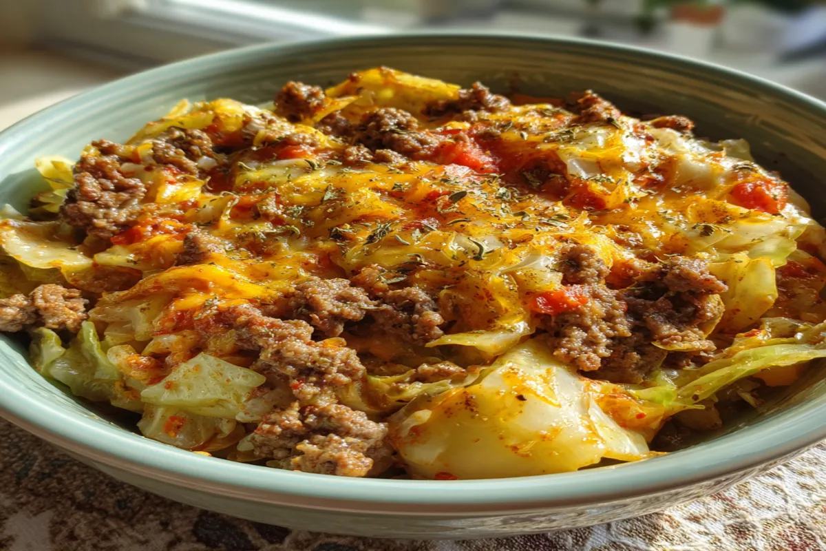 Savory Cabbage Beef Bake