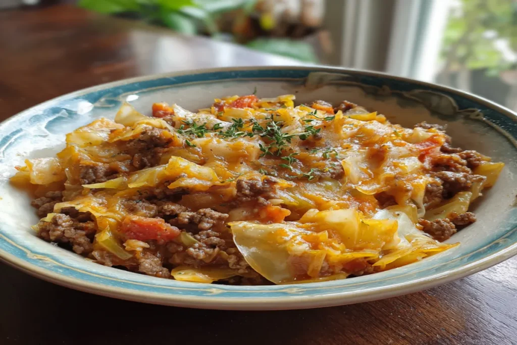 Savory Cabbage Beef Bake