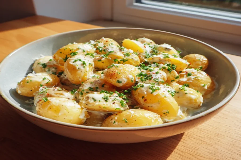 Creamy Garlic Sauce Baby Potatoes Recipe – Tasty Meals Blog