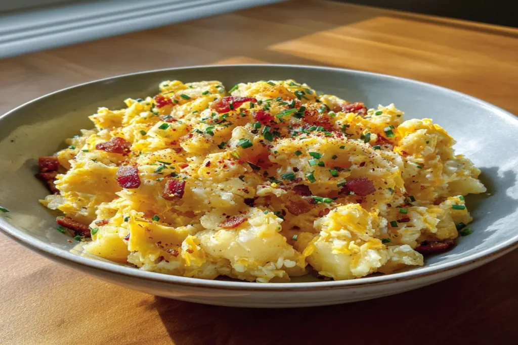 Cheesy Potato Egg Scramble