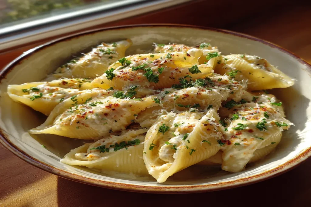 Garlic Butter Chicken Alfredo Stuffed Shells – Creamy, Cheesy Weeknight Comfort