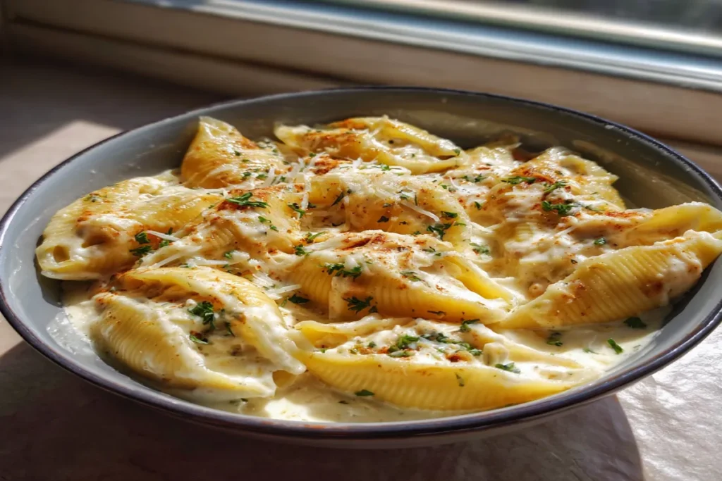 Garlic Butter Chicken Alfredo Stuffed Shells – Creamy, Cheesy Weeknight Comfort