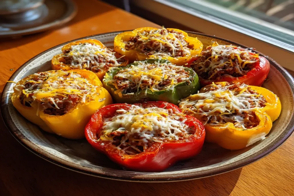 Easy Stuffed Bell Peppers with Ground Beef and Rice
