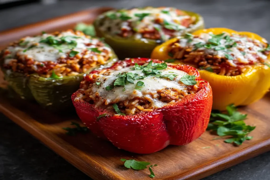 Easy Stuffed Bell Peppers with Ground Beef and Rice