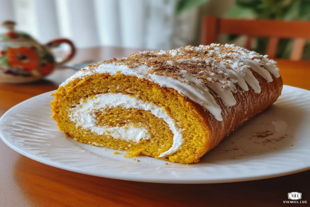 Creamy Pumpkin Spice Roll Cake