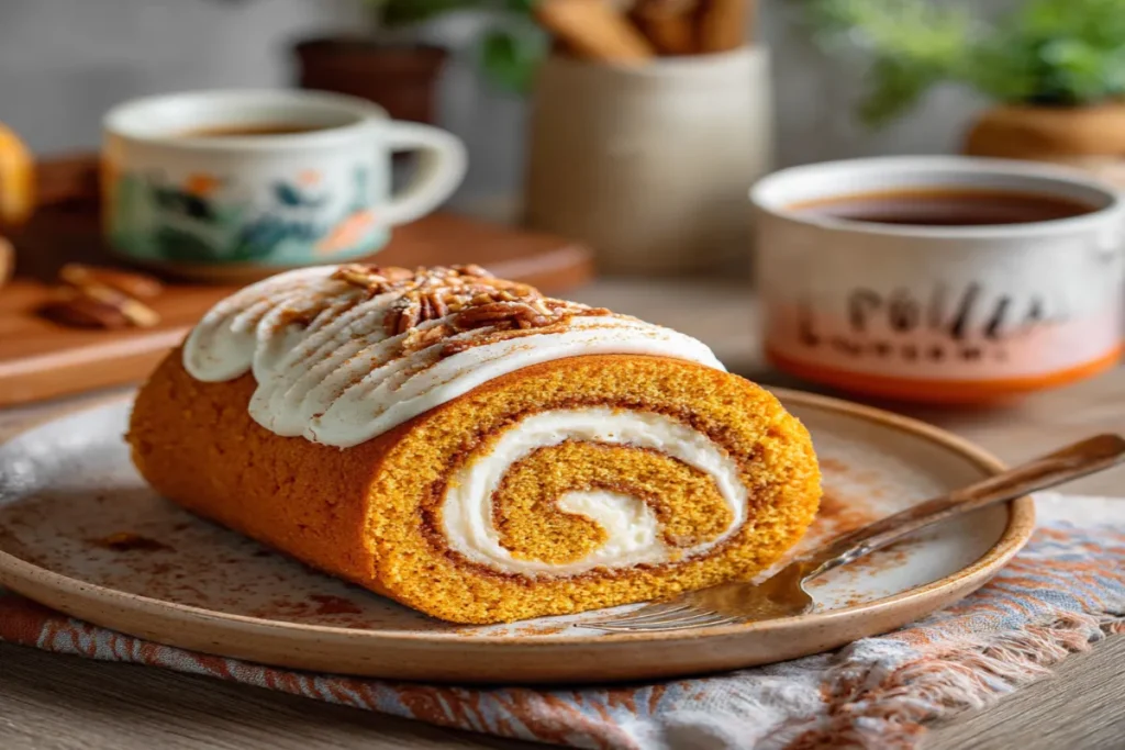 Creamy Pumpkin Spice Roll Cake