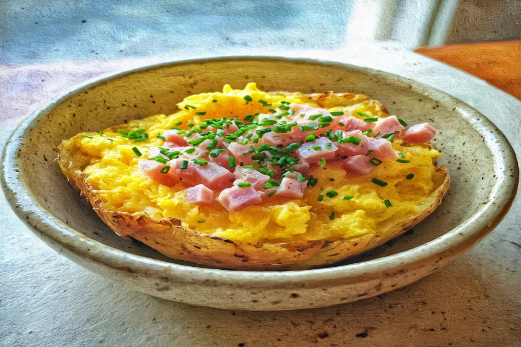 Scrambled Eggs in a Potato and Ham Nest – A Cozy, Protein-Packed Breakfast Delight!