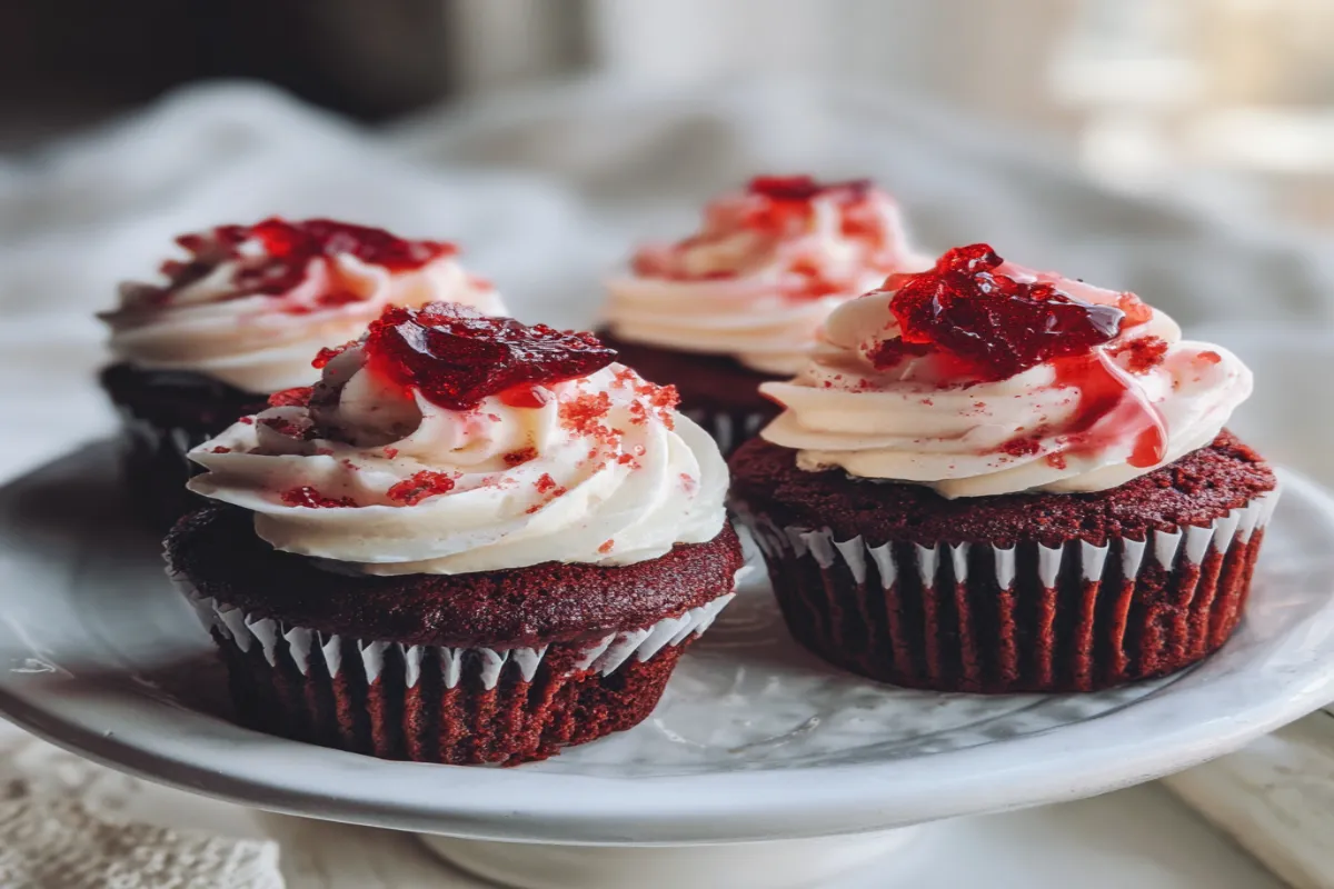 Edible Bloody Broken Glass Red Velvet Cupcakes