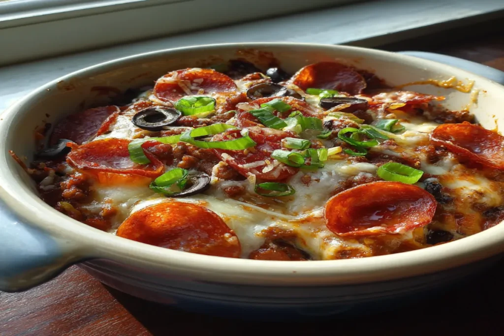 Low Carb Pizza Casserole – Cheesy, Meaty & Keto-Friendly