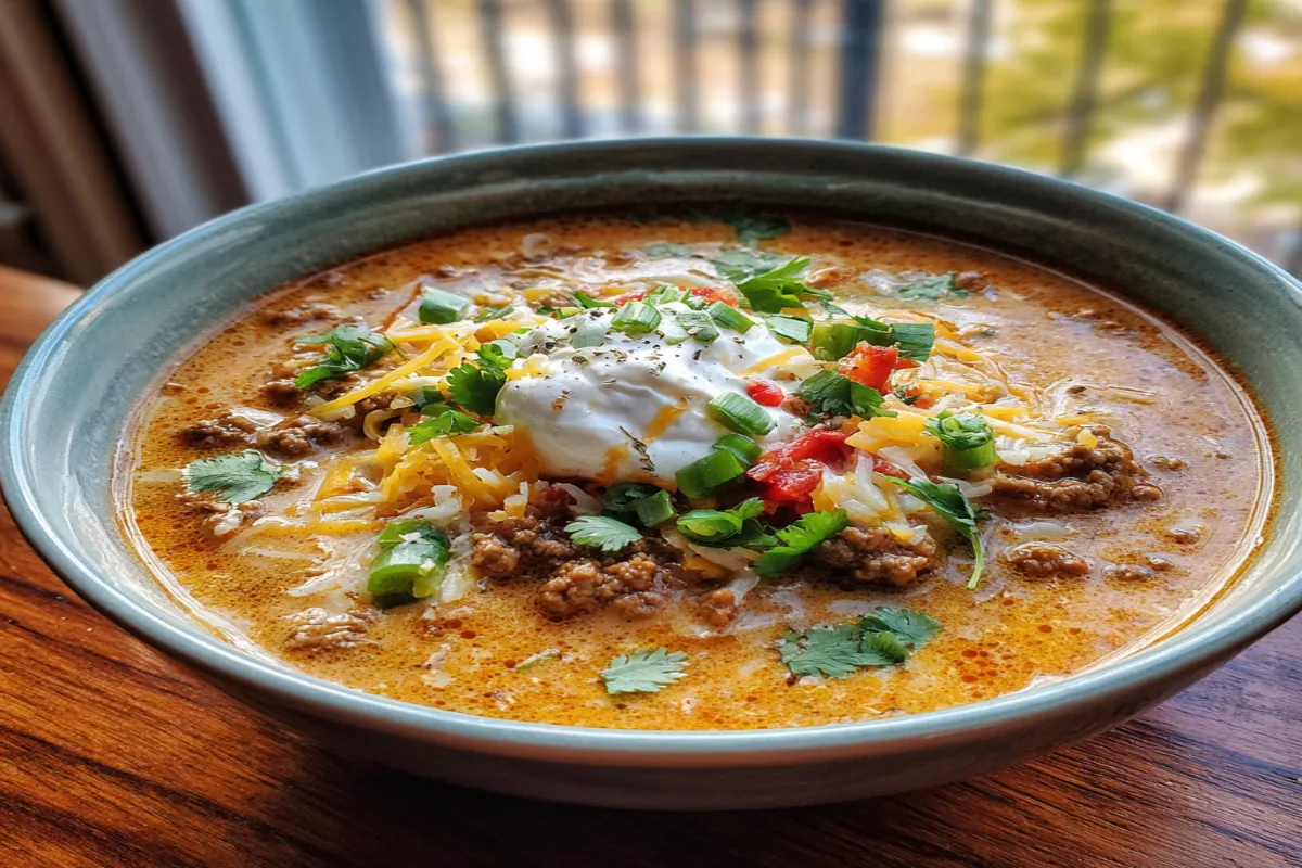 Keto Taco Soup – Creamy, Cheesy & Low-Carb Comfort in a Bowl