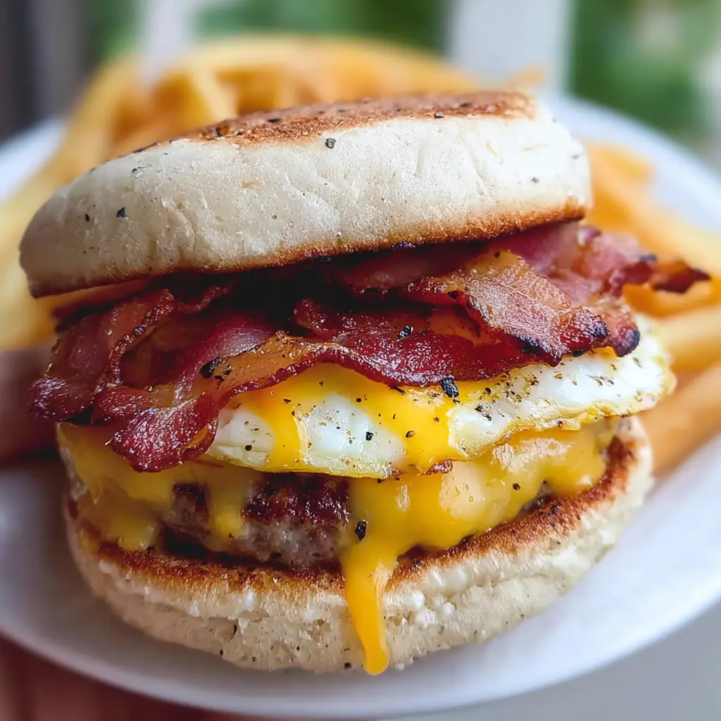 A delicious plate of 6-Ingredient Air Fryer Breakfast Sandwiches