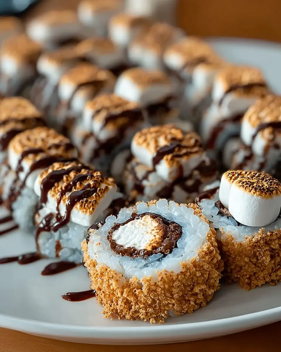 A delicious plate of S’mores Sushi Rolls