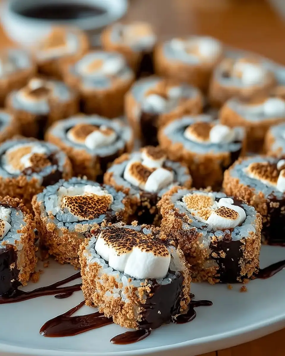 A delicious plate of S’mores Sushi Rolls