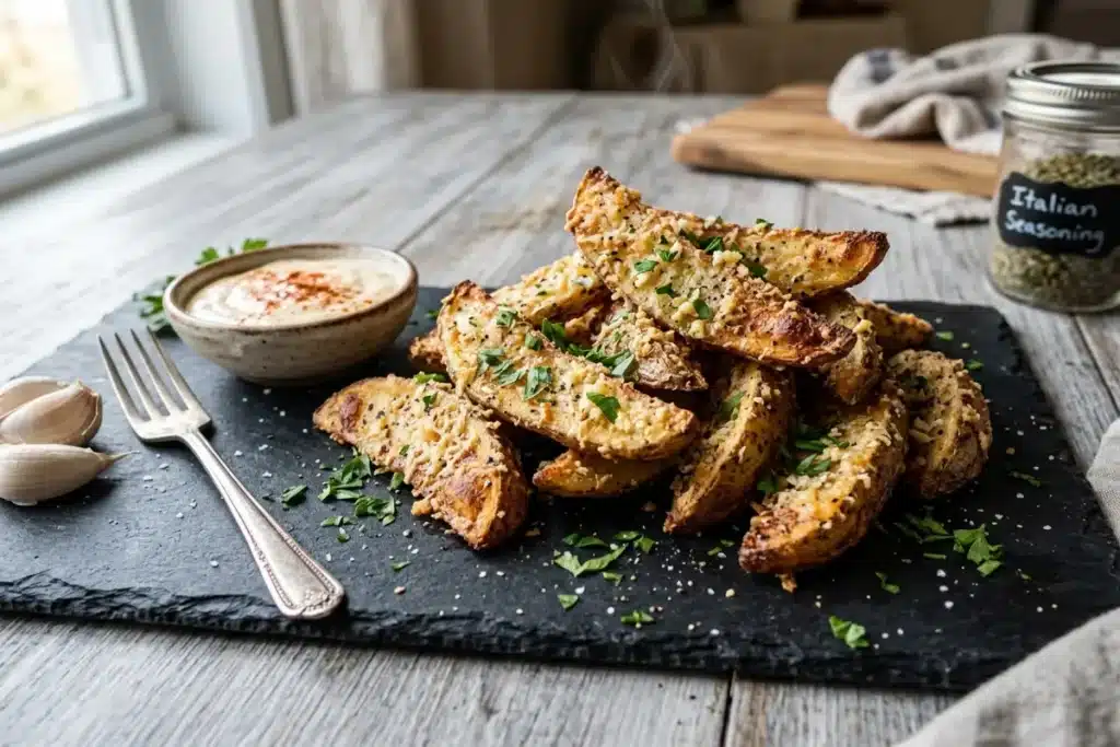 Crispy Garlic Parmesan Potato Wedges Recipe – Easy Oven Baked Appetizer 9 image 1200x800 1776859917874