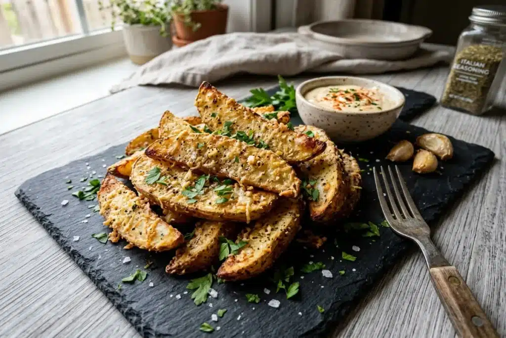 Crispy Garlic Parmesan Potato Wedges Recipe – Easy Oven Baked Appetizer 10 image 1200x800 1776859935316