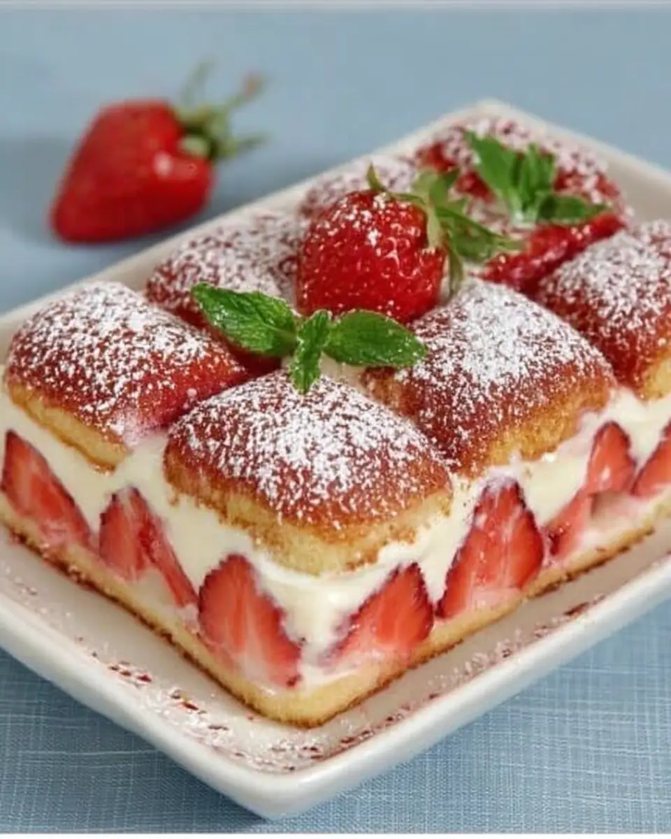 A delicious plate of Charlotte tiramisu aux fraises