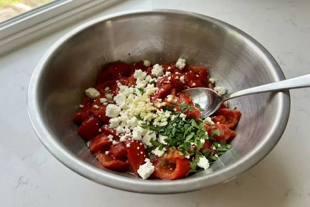 Roasted Red Pepper and Feta Triangles — Flaky Puff Pastry Appetizer 10 image 1200x800 1786724771228