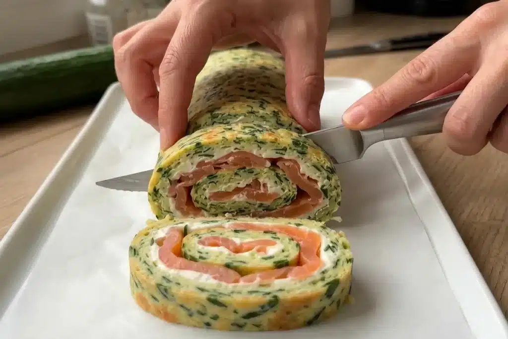 Roulé salé au concombre et saumon fumé, base fromage frais aux herbes image 1200x800 1790115602419