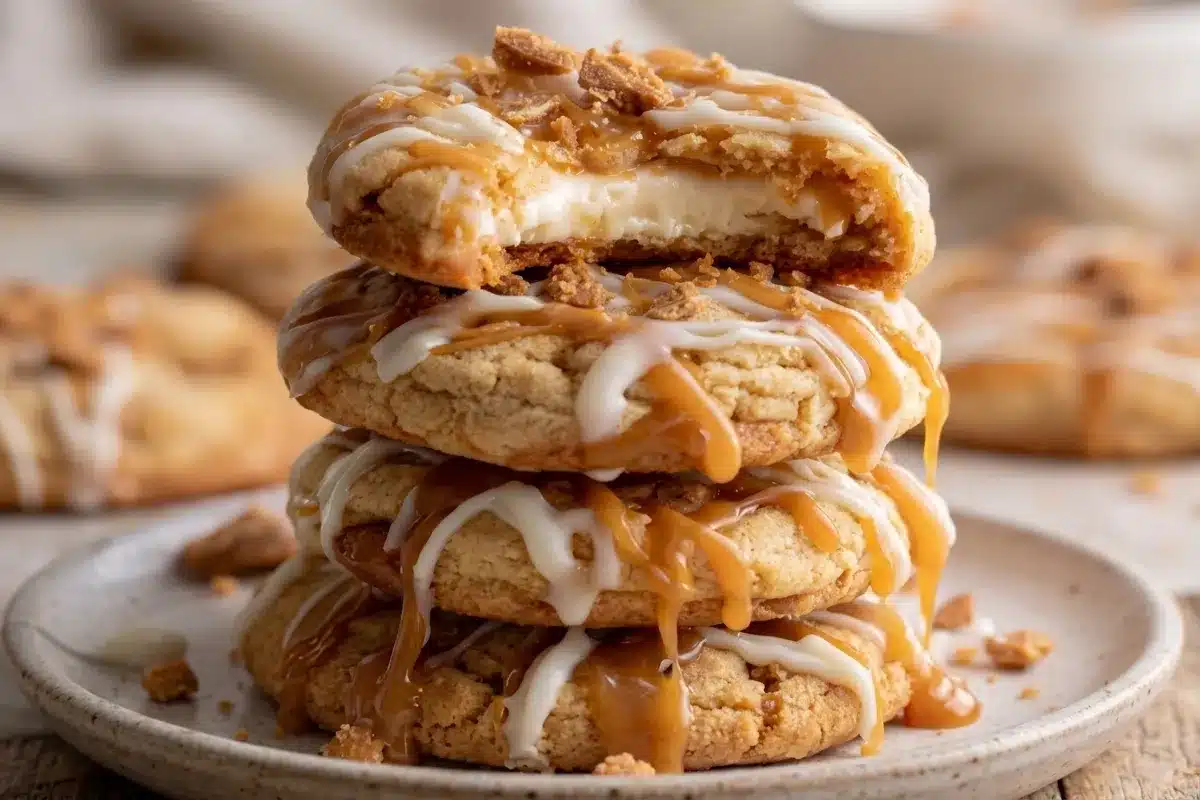 Copycat Crumbl Salted Caramel Cheesecake Cookies