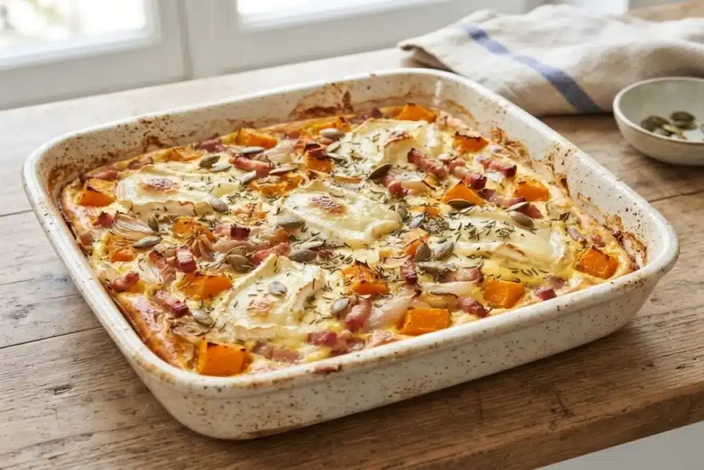 Quiche sans pâte au potimarron, chèvre et lardons image 1200x800 1790799597554