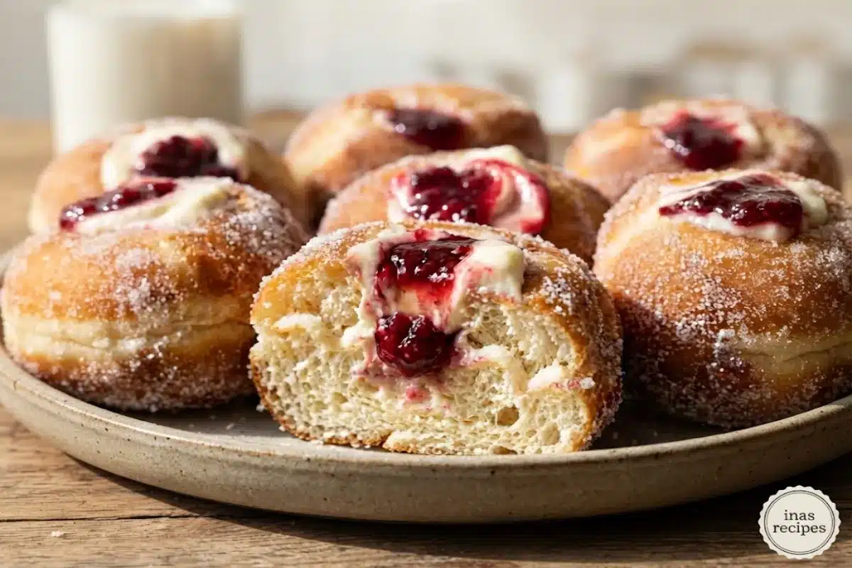 Raspberry Cheesecake Stuffed Donuts