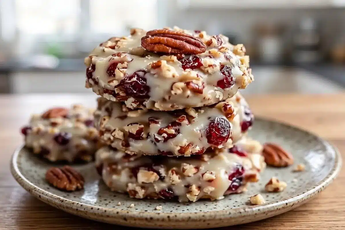 No-Bake Cranberry Pecan Praline Cookies