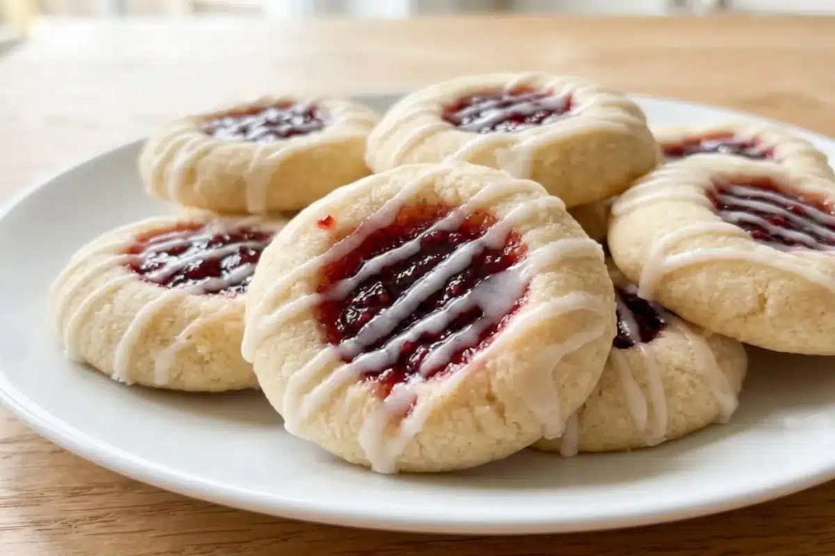 Raspberry Almond Thumbprint Cookies