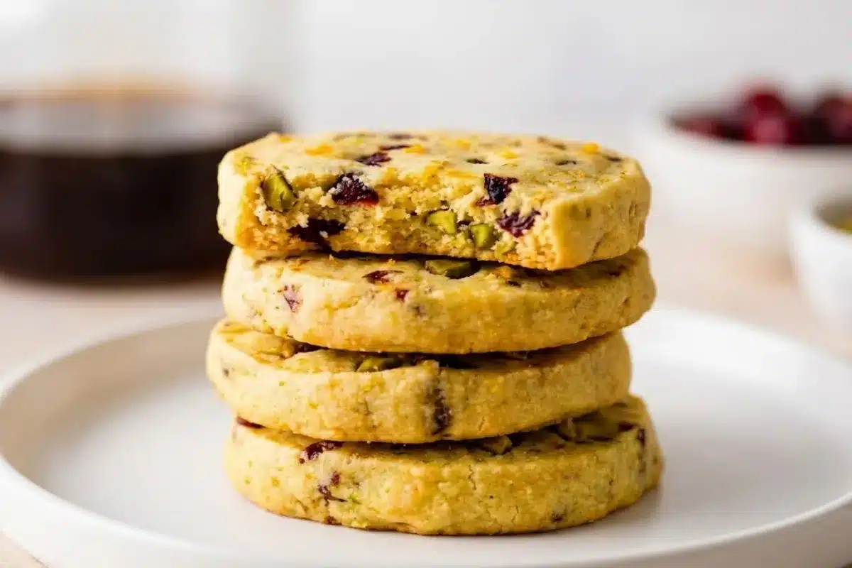 Cranberry Orange Pistachio Shortbread