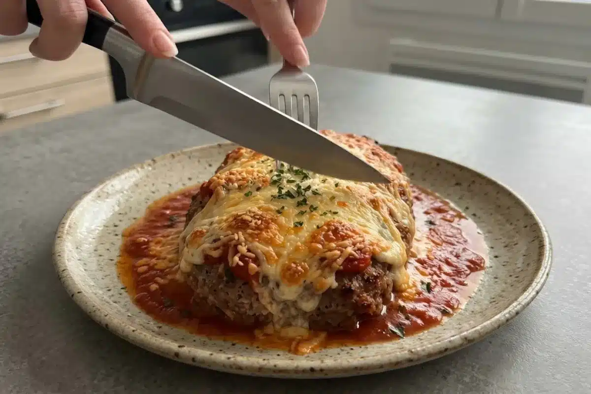 Pain de viande italien parmesan gratiné (style lasagnes)