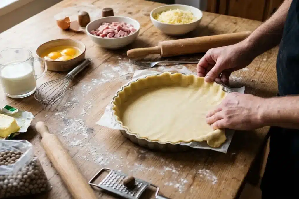 Quiche au jambon et au fromage facile et dorée image 1200x800 1792965297098