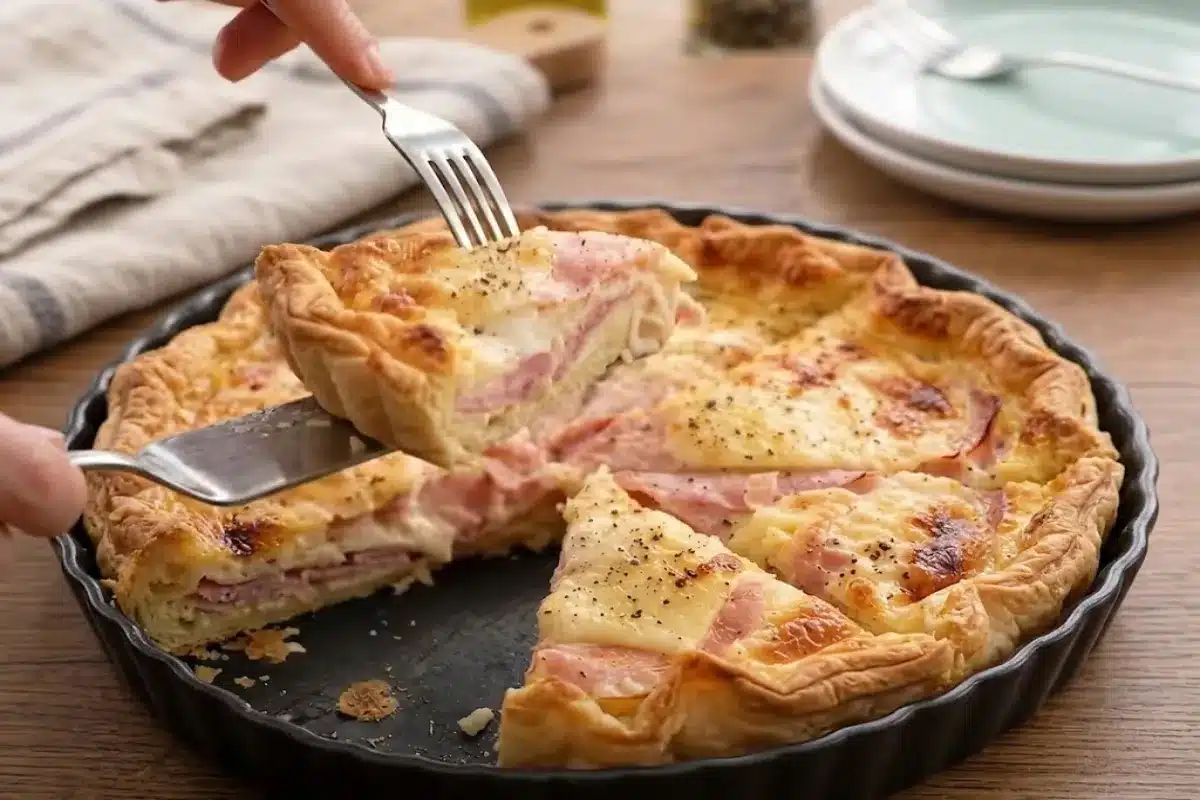 Quiche au jambon et au fromage facile et dorée