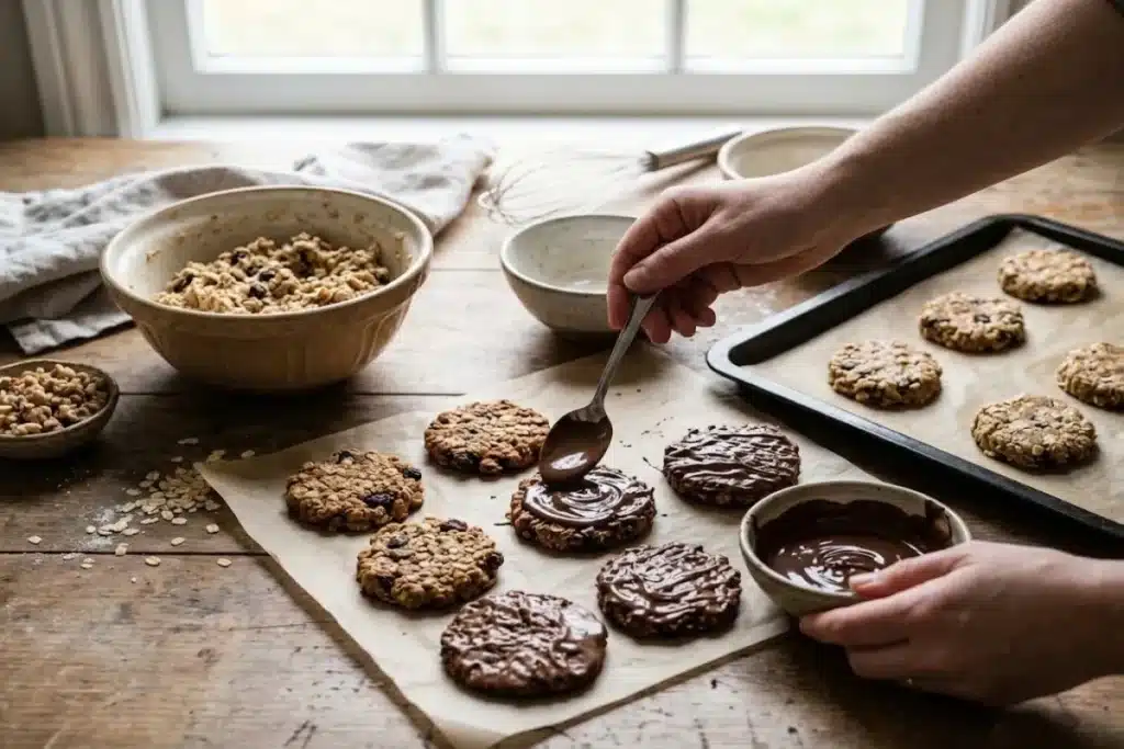 Chocolate-Covered Oatmeal Cookies (Soft, Chewy & Crunchy) image 1200x800 1793011494472