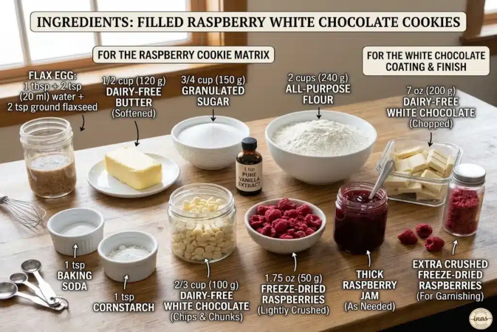 Vegan White Chocolate Raspberry Cookies (Soft, Chewy & Jam-Filled) image 1200x800 1793444694199