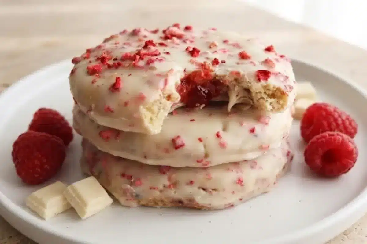 Vegan White Chocolate Raspberry Cookies (Soft, Chewy & Jam-Filled)