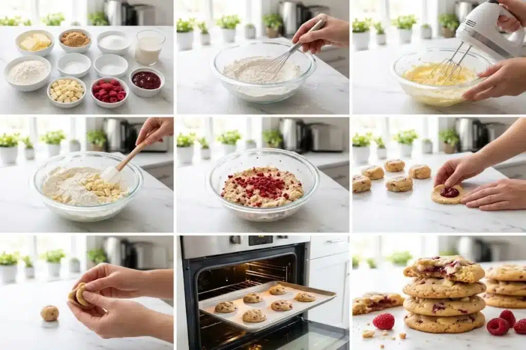 Vegan White Chocolate Raspberry Cookies (Soft, Chewy & Jam-Filled) image 1200x800 1793445149416