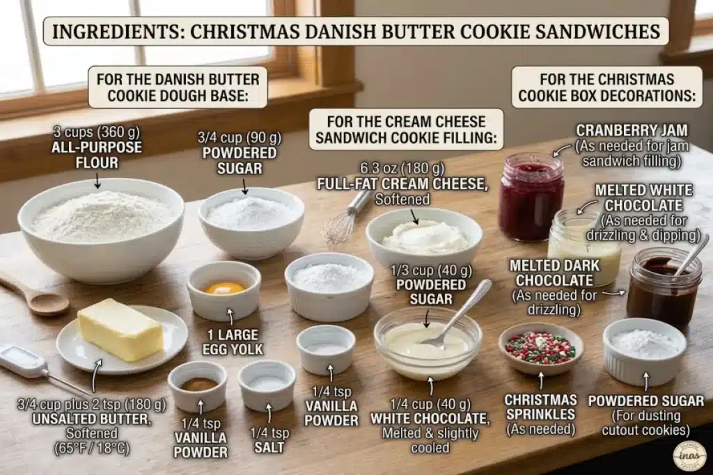 Danish Butter Cookies Christmas Cookie Box (Buttery, Jam-Filled & Chocolate-Drizzled) image 1200x800 1793446843937