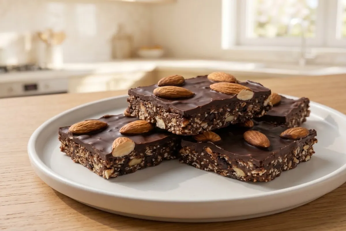 No-Bake Chocolate Almond Oat Bars (Naturally Sweet & Crunchy)